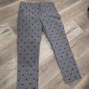 Crown & Ivy Black and White Plaid Women's Trousers